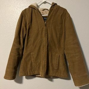 Brown Corduroy jacket with hood size medium